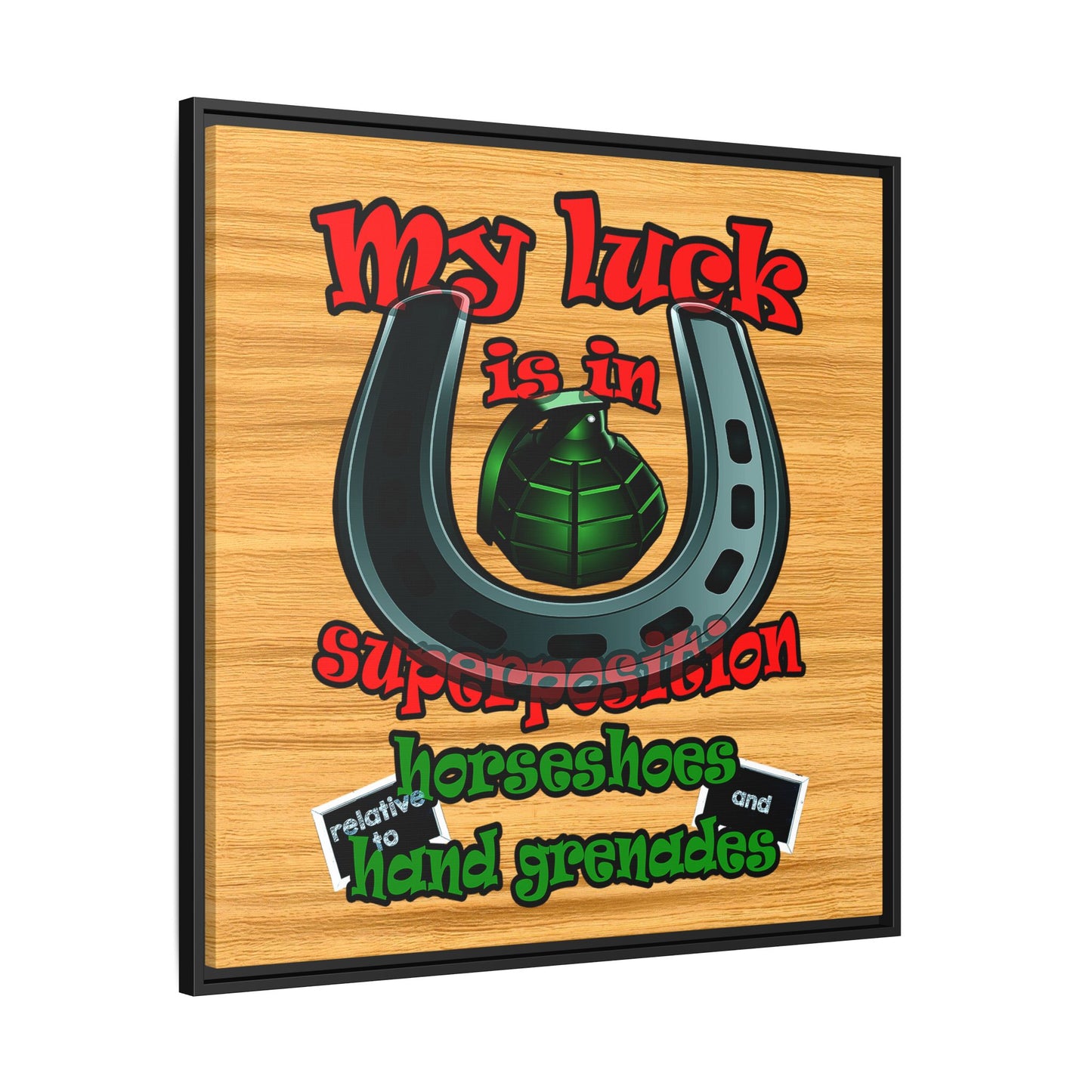my luck - framed canvas art (butterscotch wood finish)