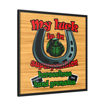 my luck - framed canvas art (butterscotch wood finish)