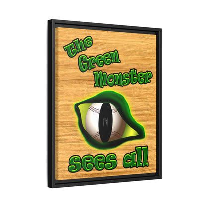 green monster - framed canvas art (butterscotch wood finish)