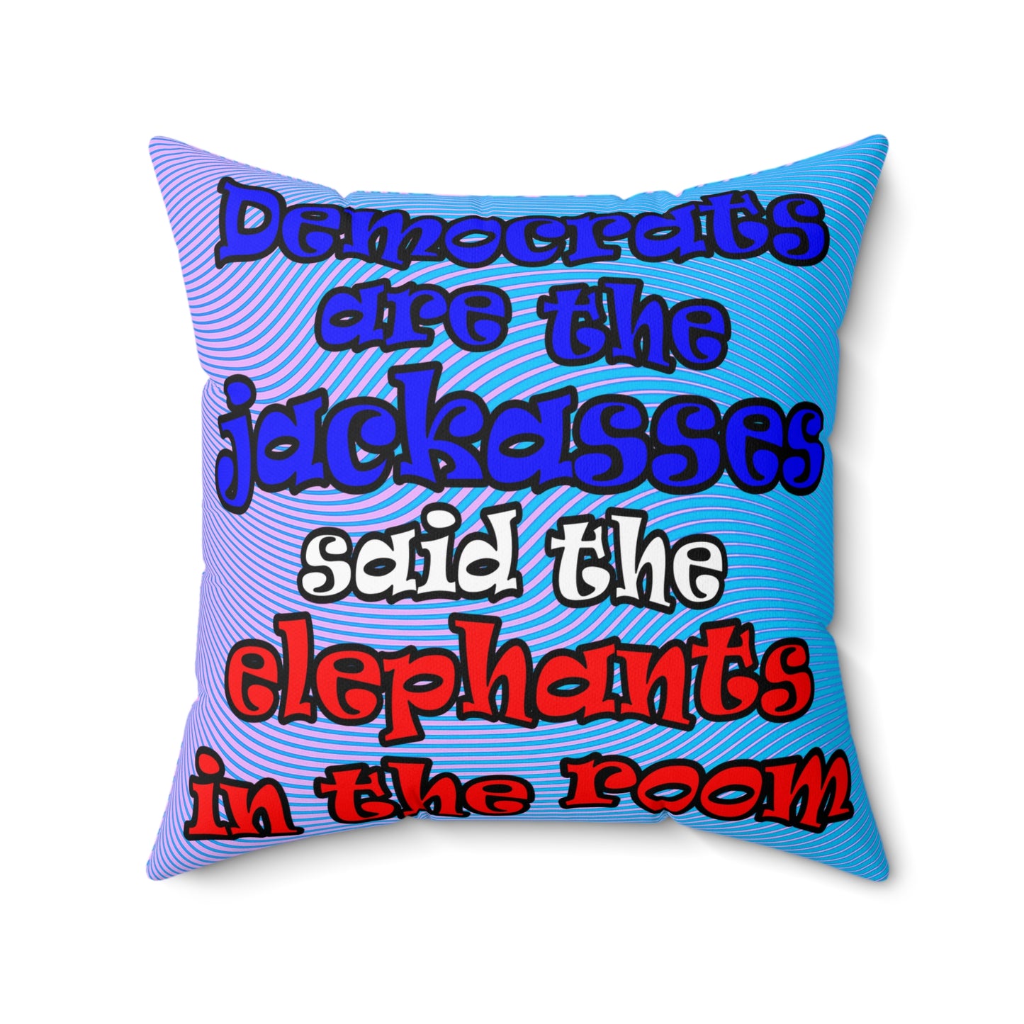 donkeys and elephants - Spun Polyester Square Pillow - (light blue-purple wave)