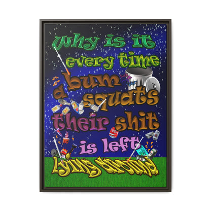 the bum's shit - framed canvas art ('snoops' background)
