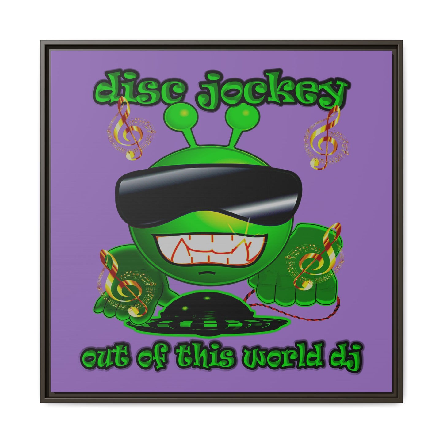 disc jockey - framed canvas art (light purple)
