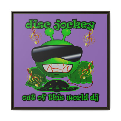 disc jockey - framed canvas art (light purple)