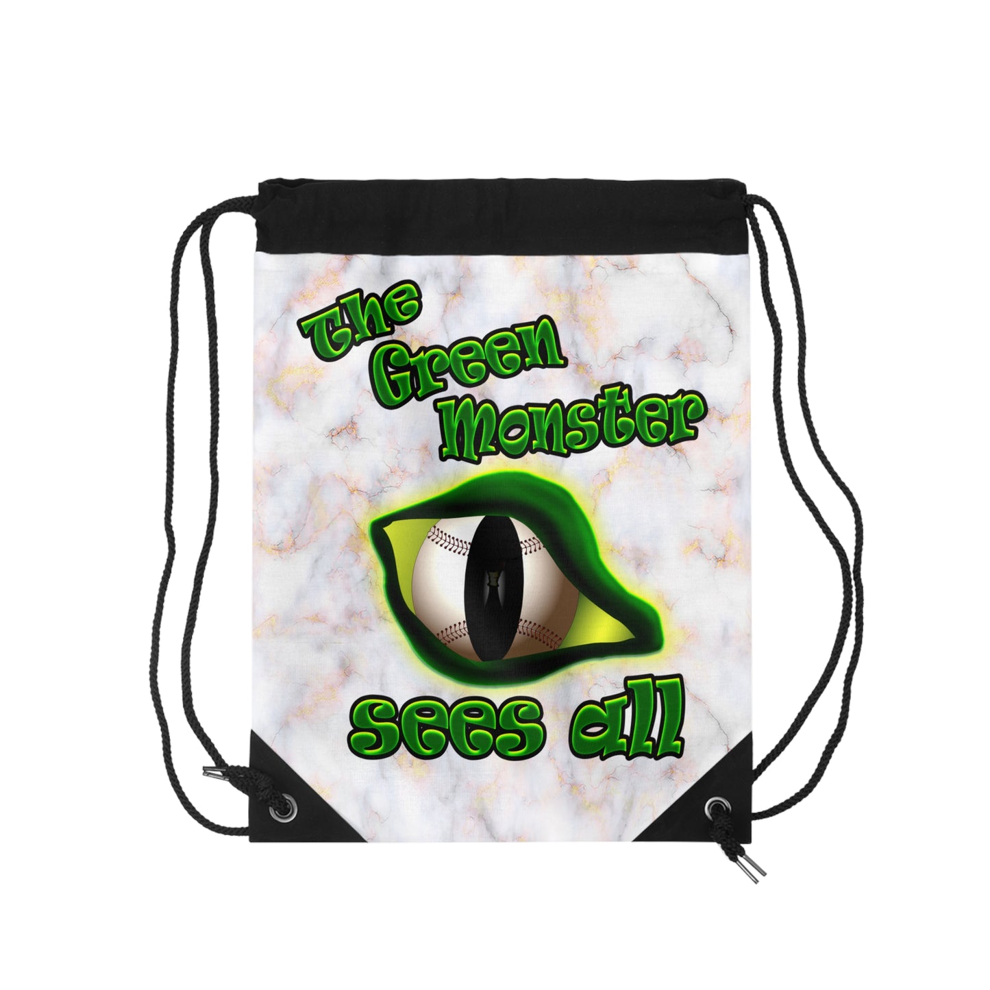 green monster - Drawstring Bag (white marble)