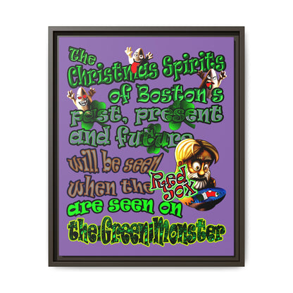 christmas spirits of boston - framed canvas art (light purple)