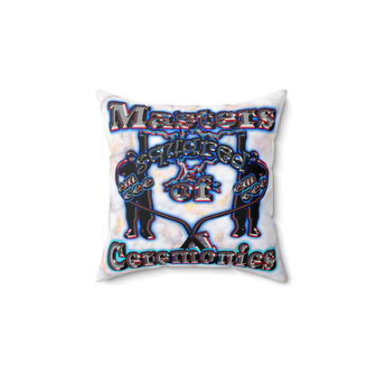 em cee squared - Spun Polyester Square Pillow - (white marble)