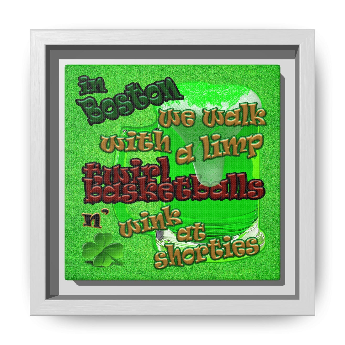 celtics logo - framed canvas art (green turf)