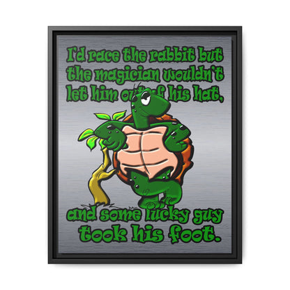 turtle race - framed canvas art (brushed nickel)
