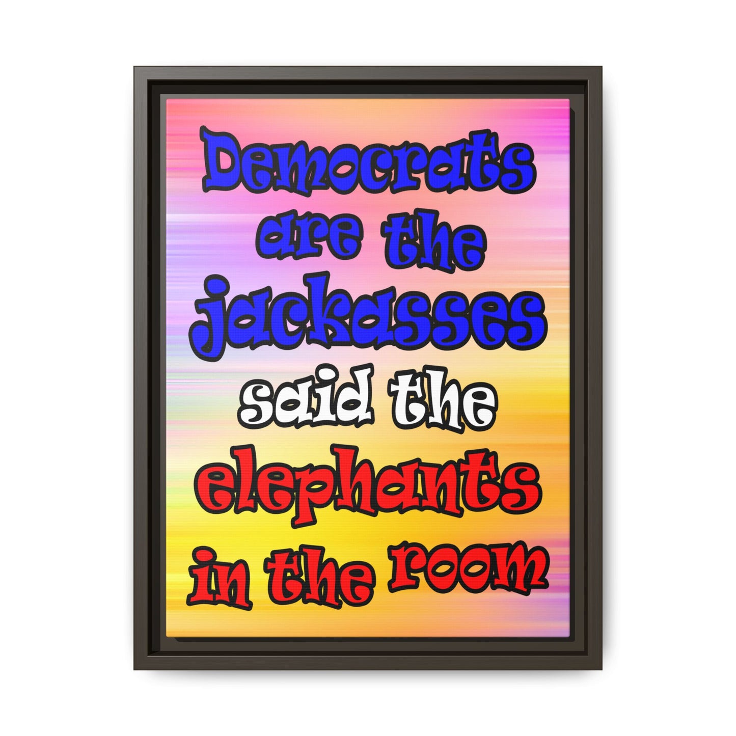 donkeys and elephants - framed canvas art (color blur)