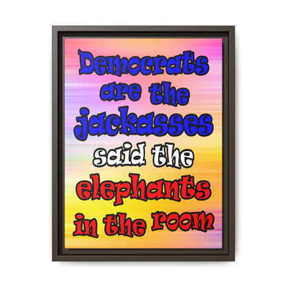 donkeys and elephants - framed canvas art (color blur)