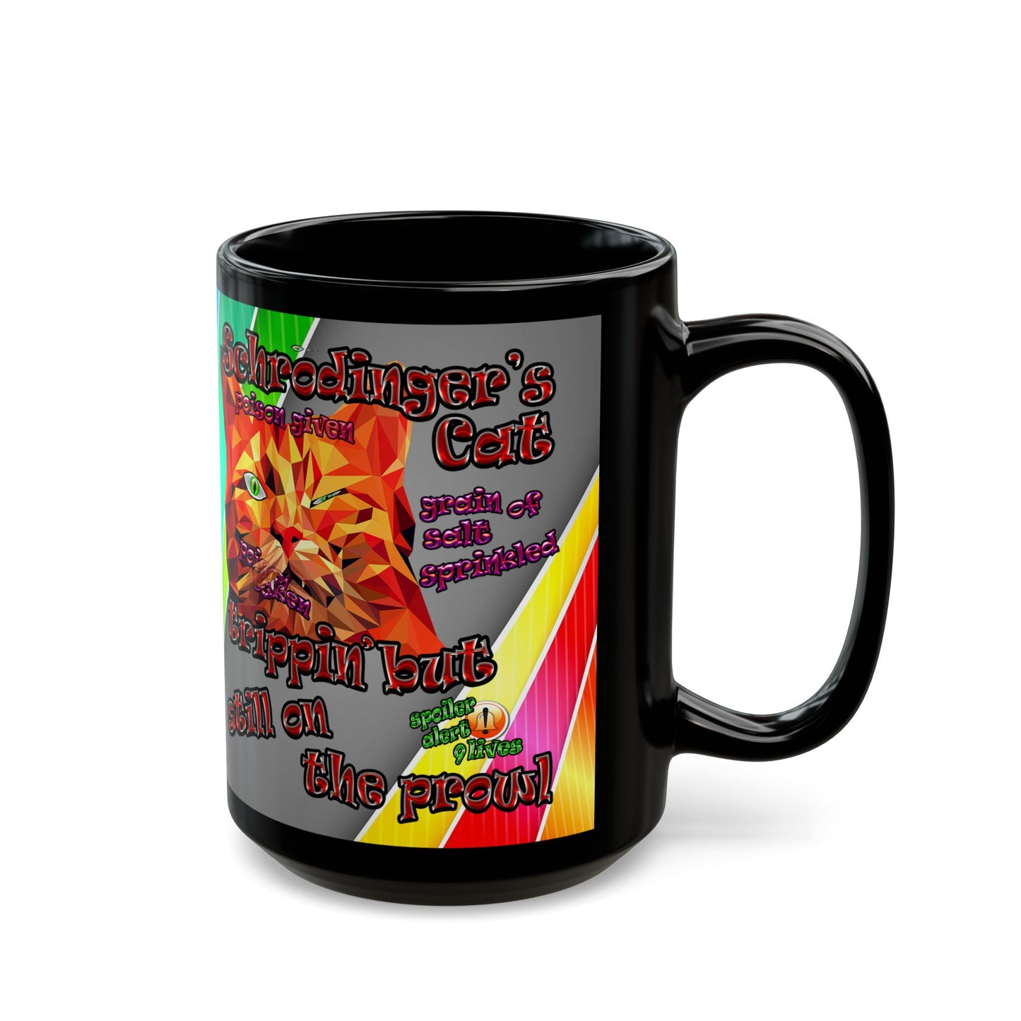 schrodinger's cat - Black Mug (rainbow split)