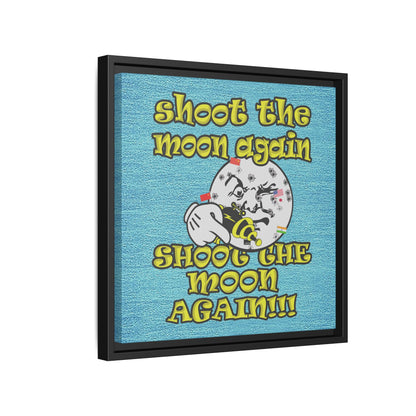 shoot the moon again - framed canvas art (faded blue)