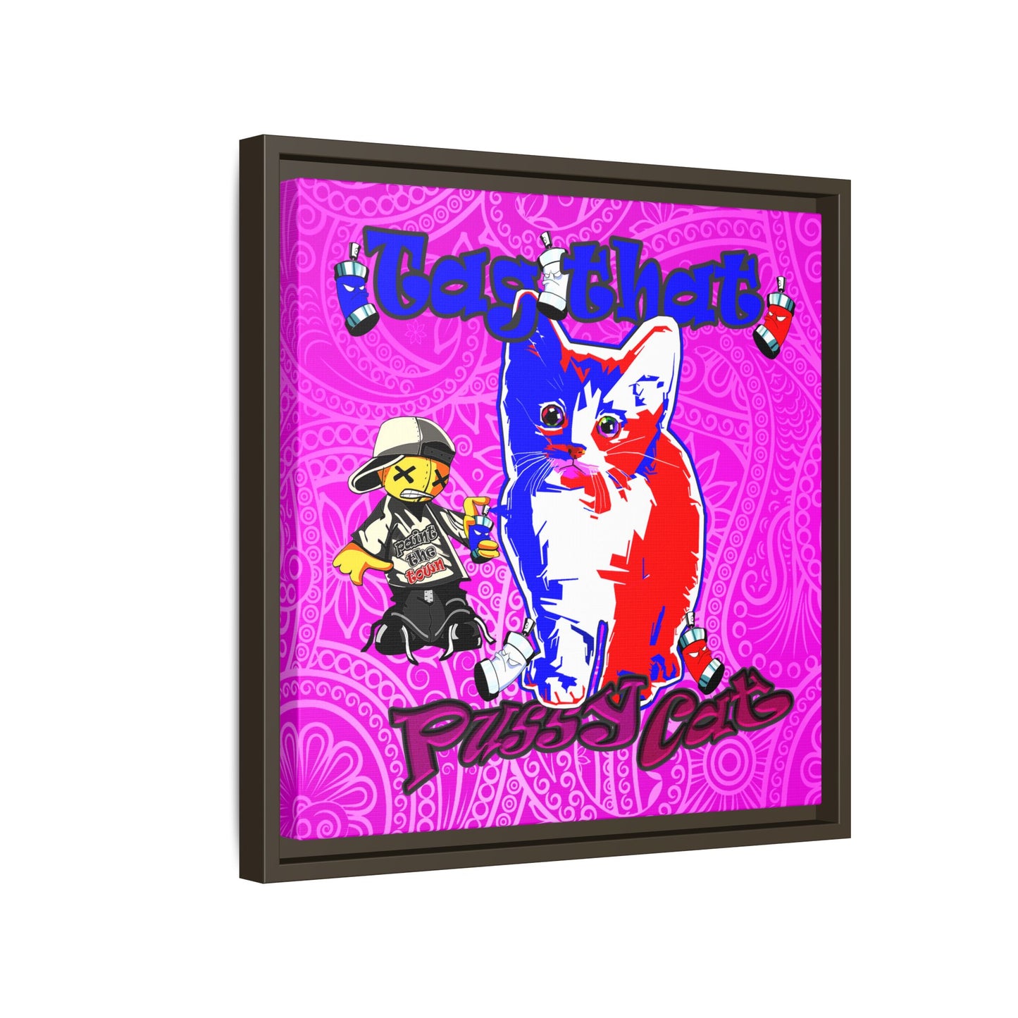 tag that - framed canvas art (pink swirl)