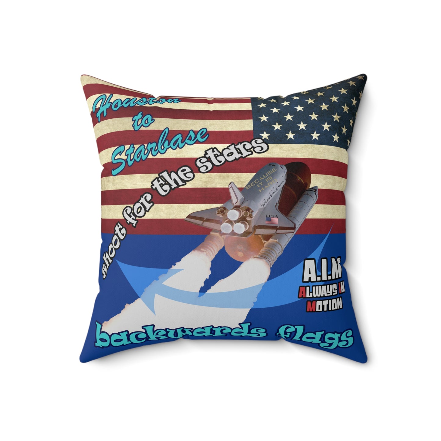 shoot for the stars - Spun Polyester Square Pillow - (dark blue)