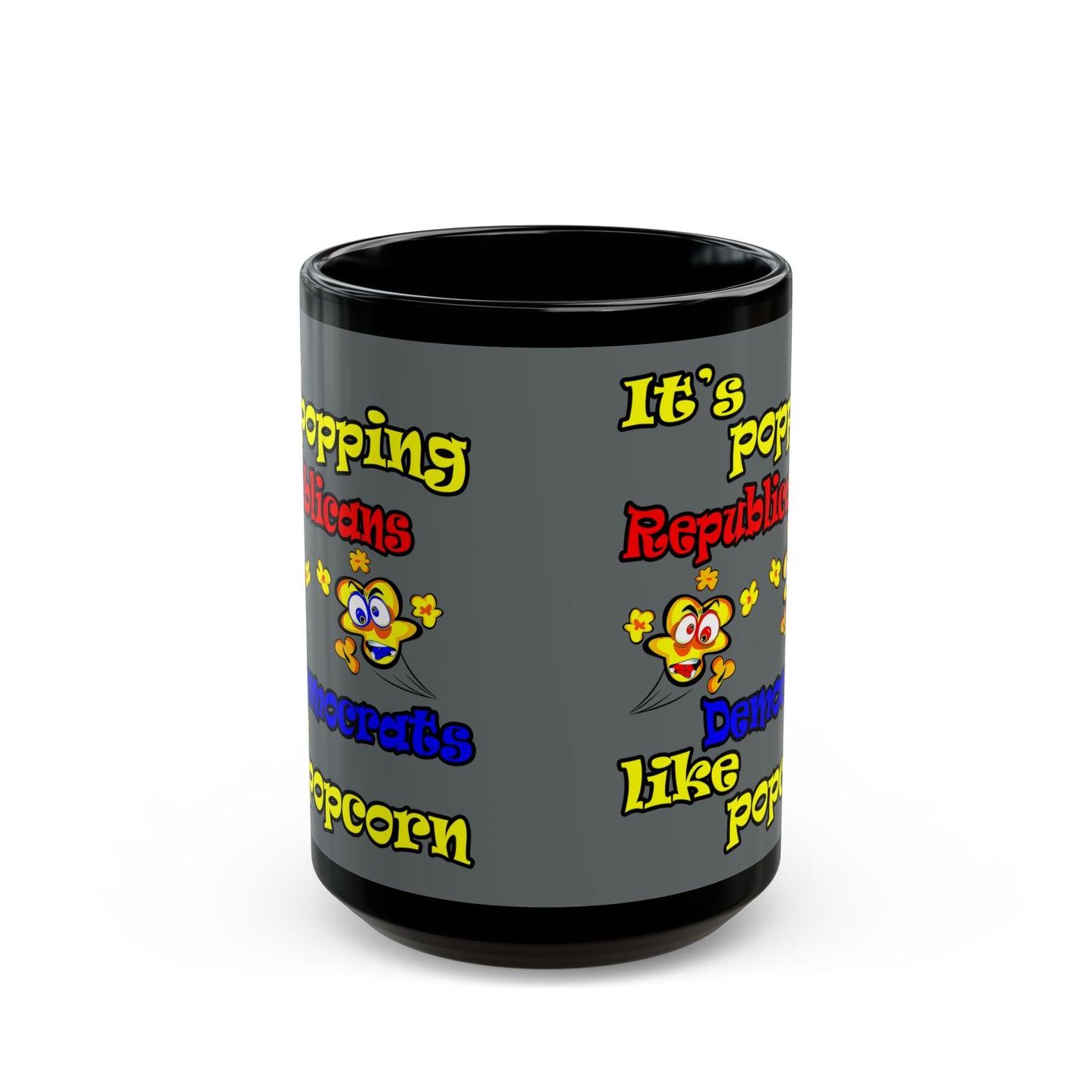 popping like popcorn - Black Mug (dark grey)