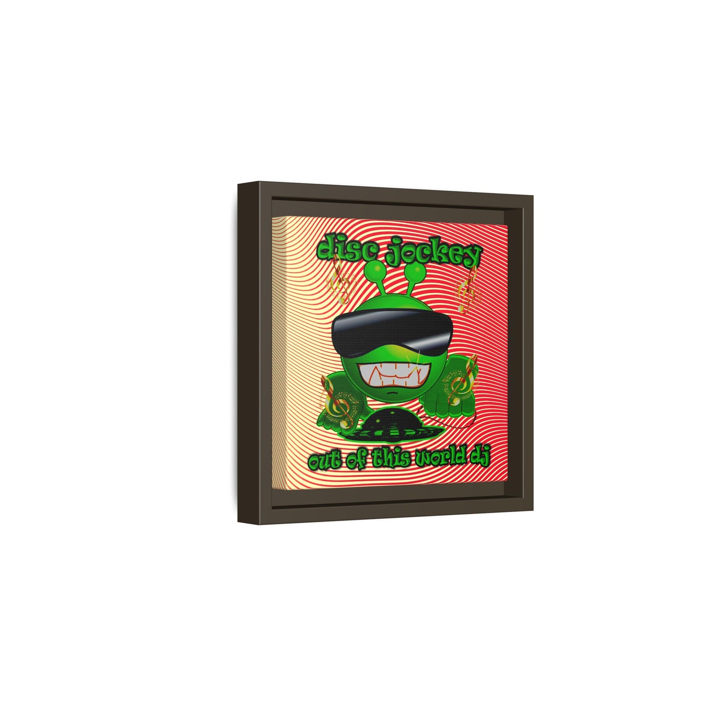 disc jockey - framed canvas art (yellow-orange wave)