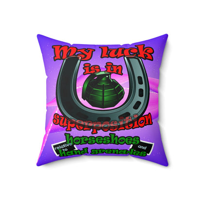my luck - Faux Suede Square Pillow - (purple-pink wave)