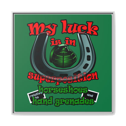my luck - framed canvas art (dark green)