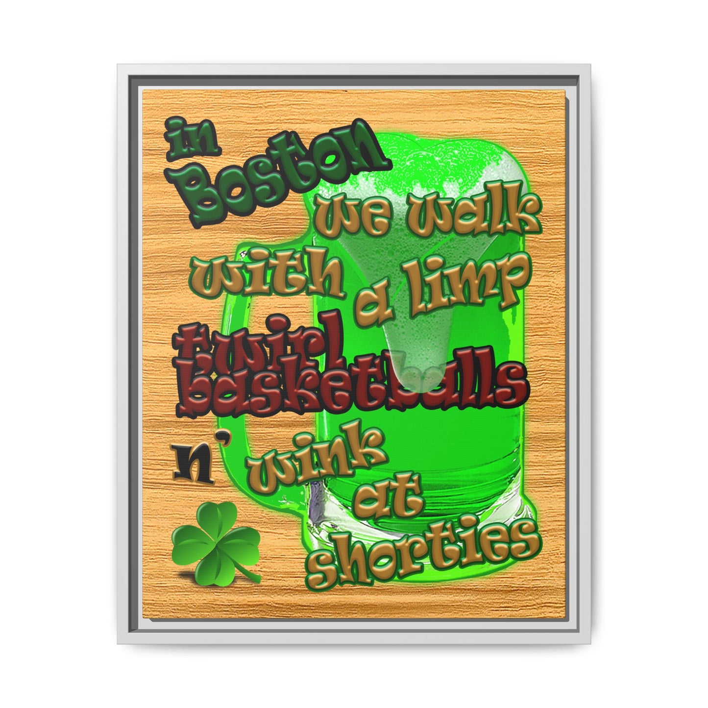 celtics logo - framed canvas art (butterscotch wood finish)
