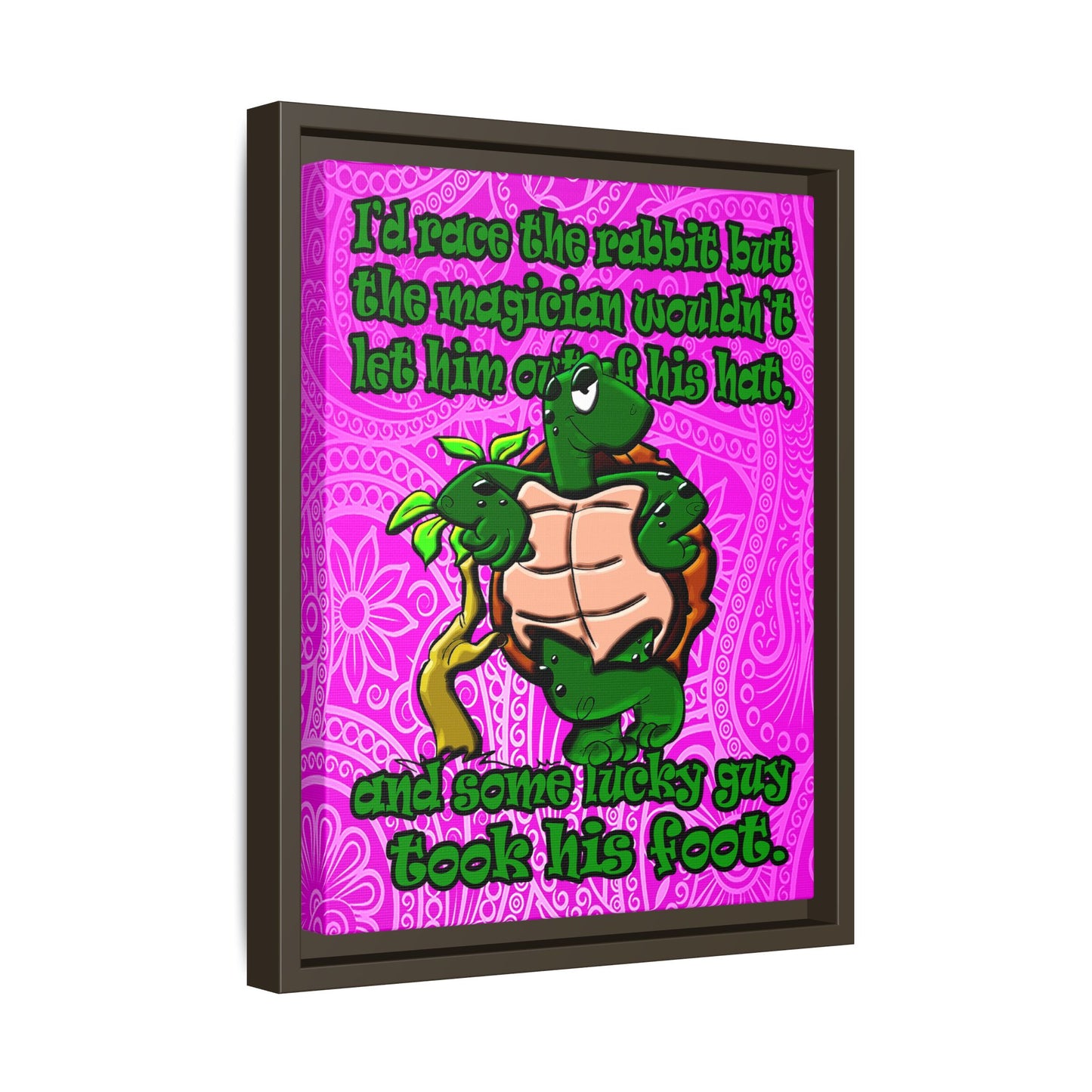 turtle race - framed canvas art (pink swirl)