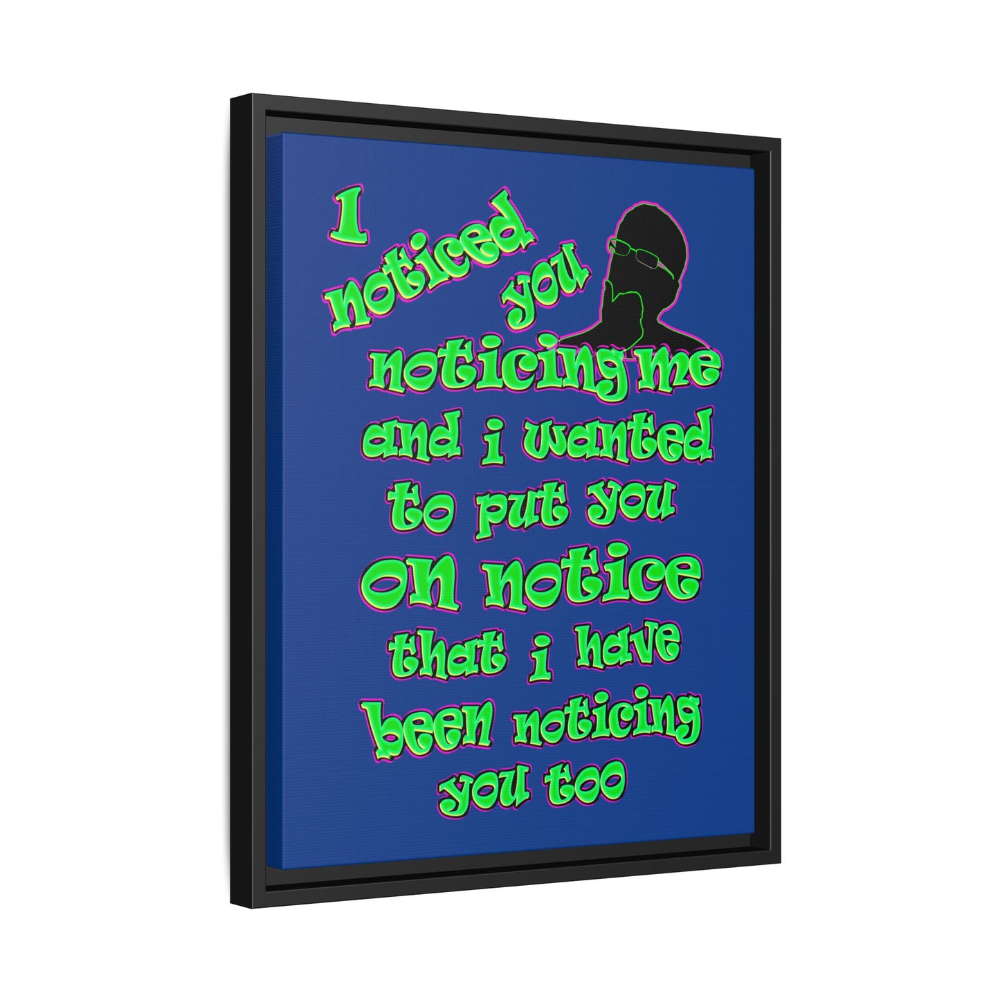 noticed you noticing - framed canvas art (dark blue)