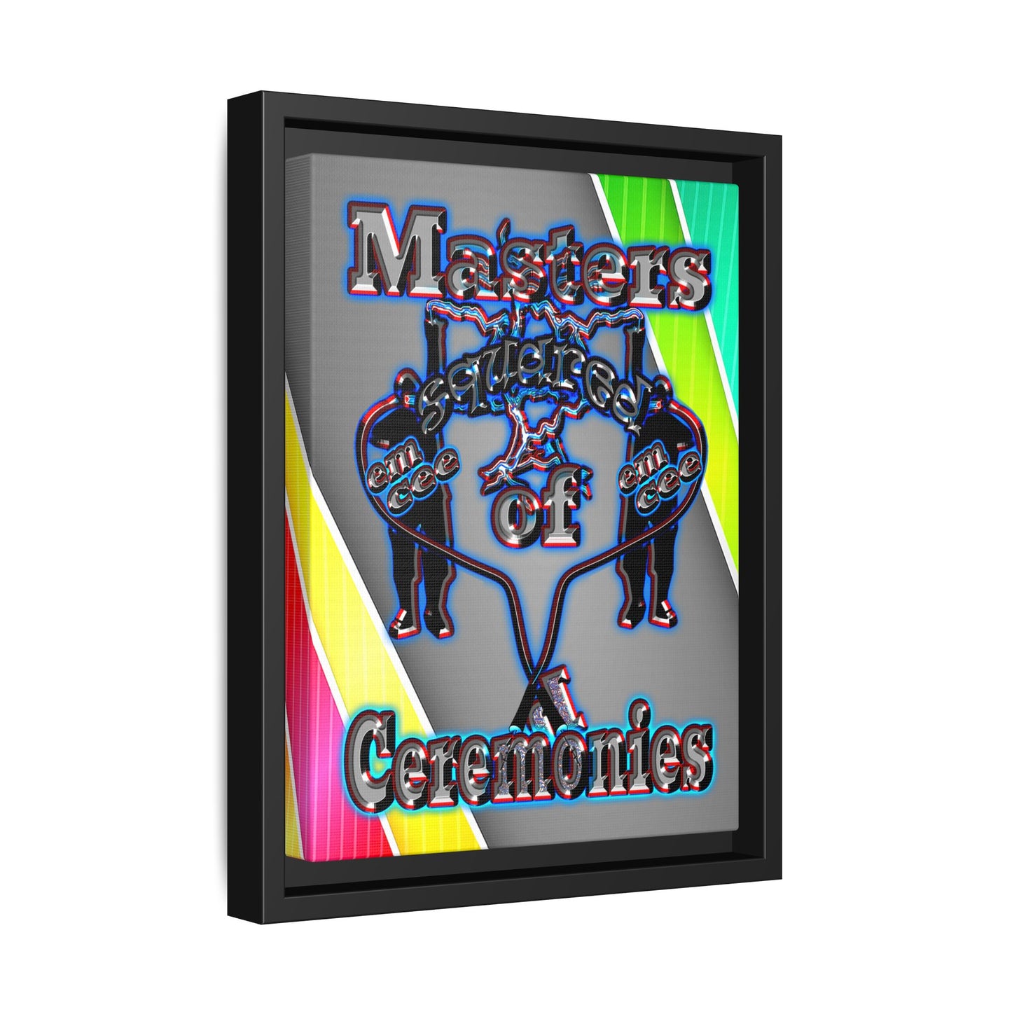 em cee squared - framed canvas art (rainbow split)