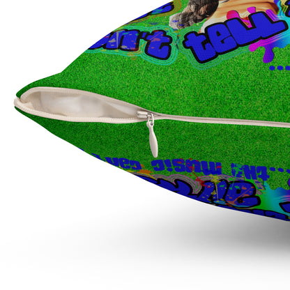 drop the beat - Spun Polyester Square Pillow - (green turf)