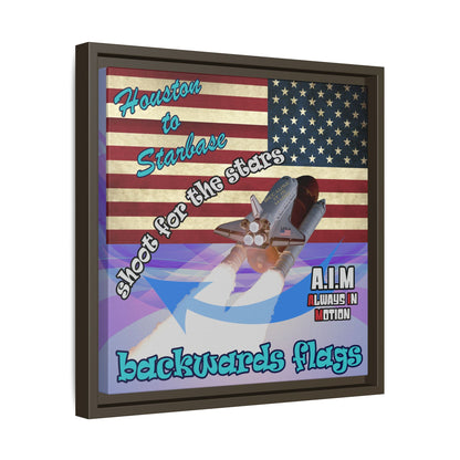 shoot for the stars - framed canvas art (light blue-pink wave)