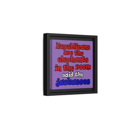 donkeys and elephants - framed canvas art (light purple)