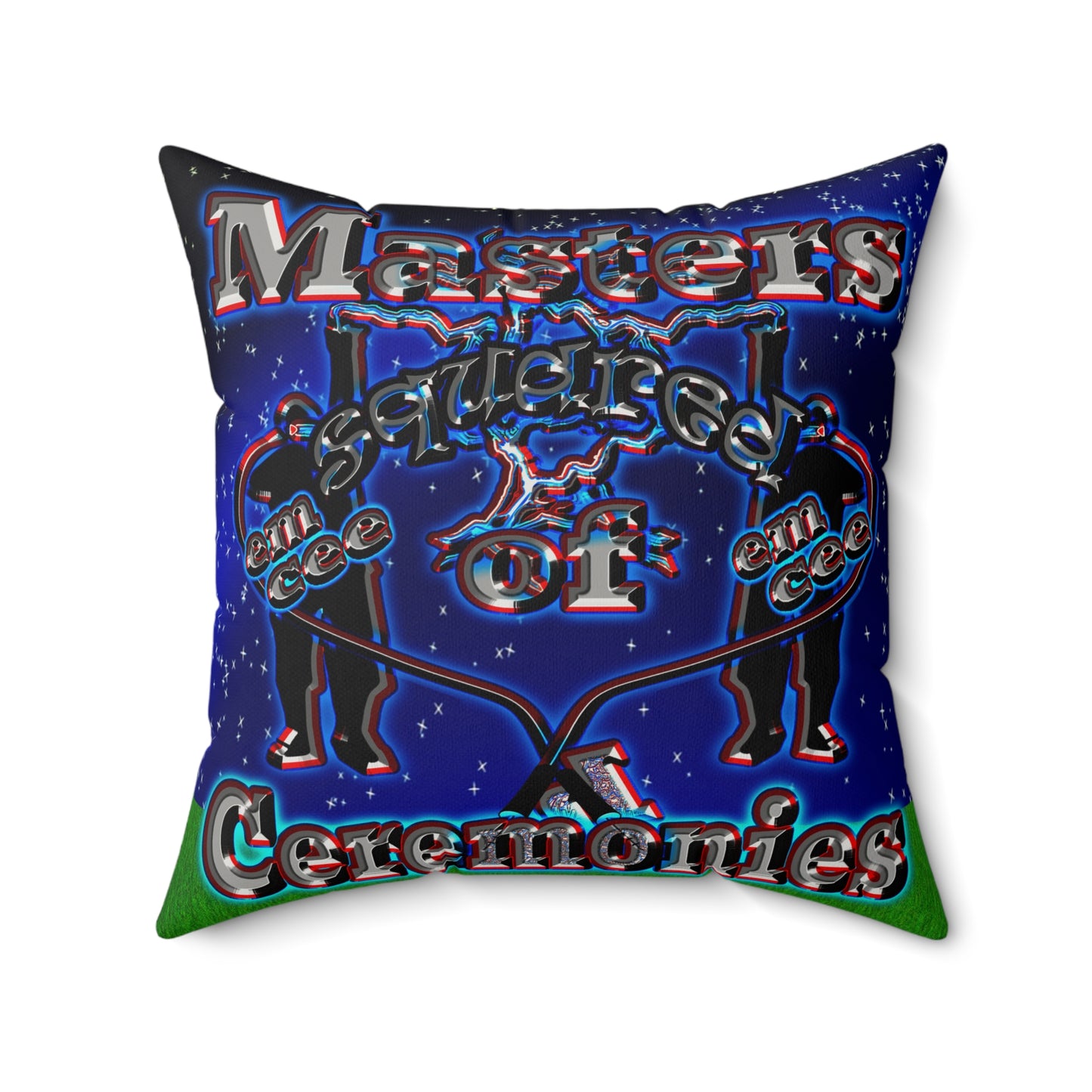 em cee squared - Faux Suede Square Pillow - ('snoops' background)