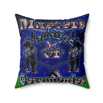 em cee squared - Faux Suede Square Pillow - ('snoops' background)
