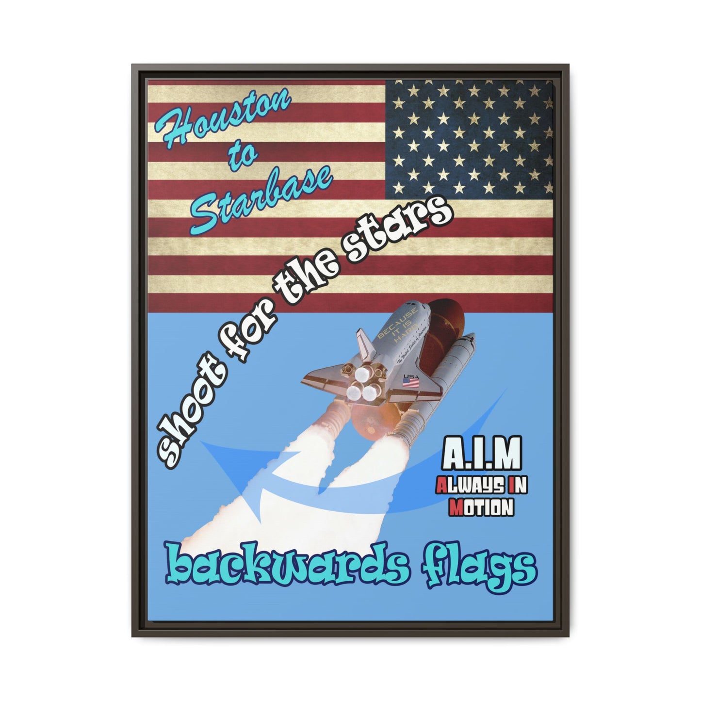 shoot for the stars - framed canvas art (light blue)