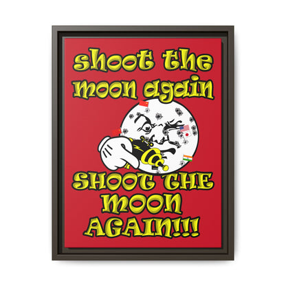 shoot the moon again - framed canvas art (dark red)