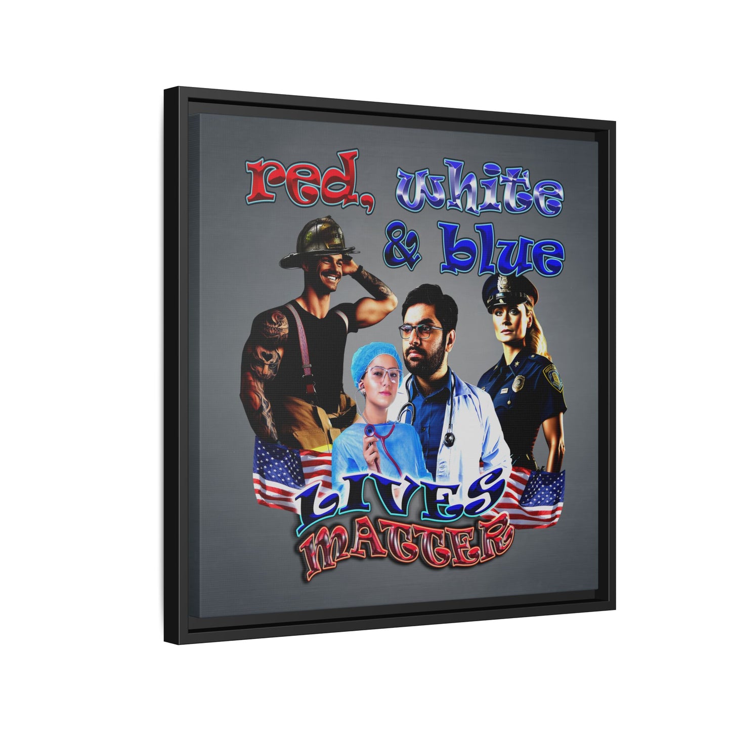rw&b lives matter - framed canvas art (grey-light grey)