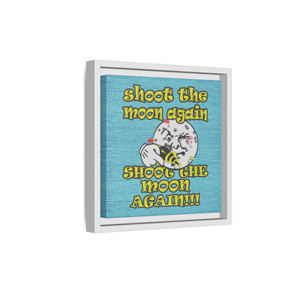 shoot the moon again - framed canvas art (faded blue)