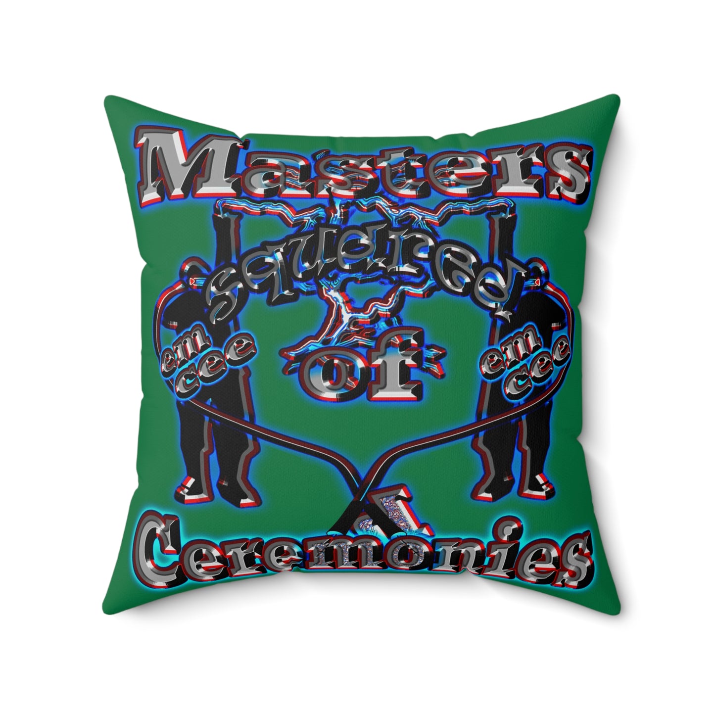 em cee squared - Spun Polyester Square Pillow - (dark green)