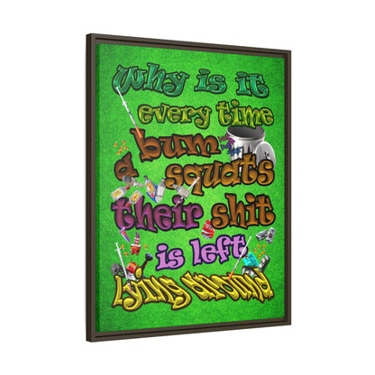 the bum's shit - framed canvas art (green turf)