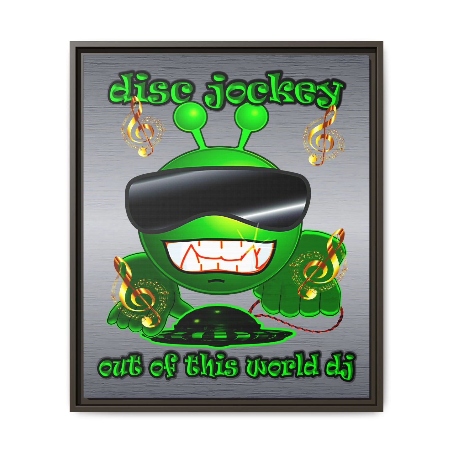 disc jockey - framed canvas art (brushed nickel)