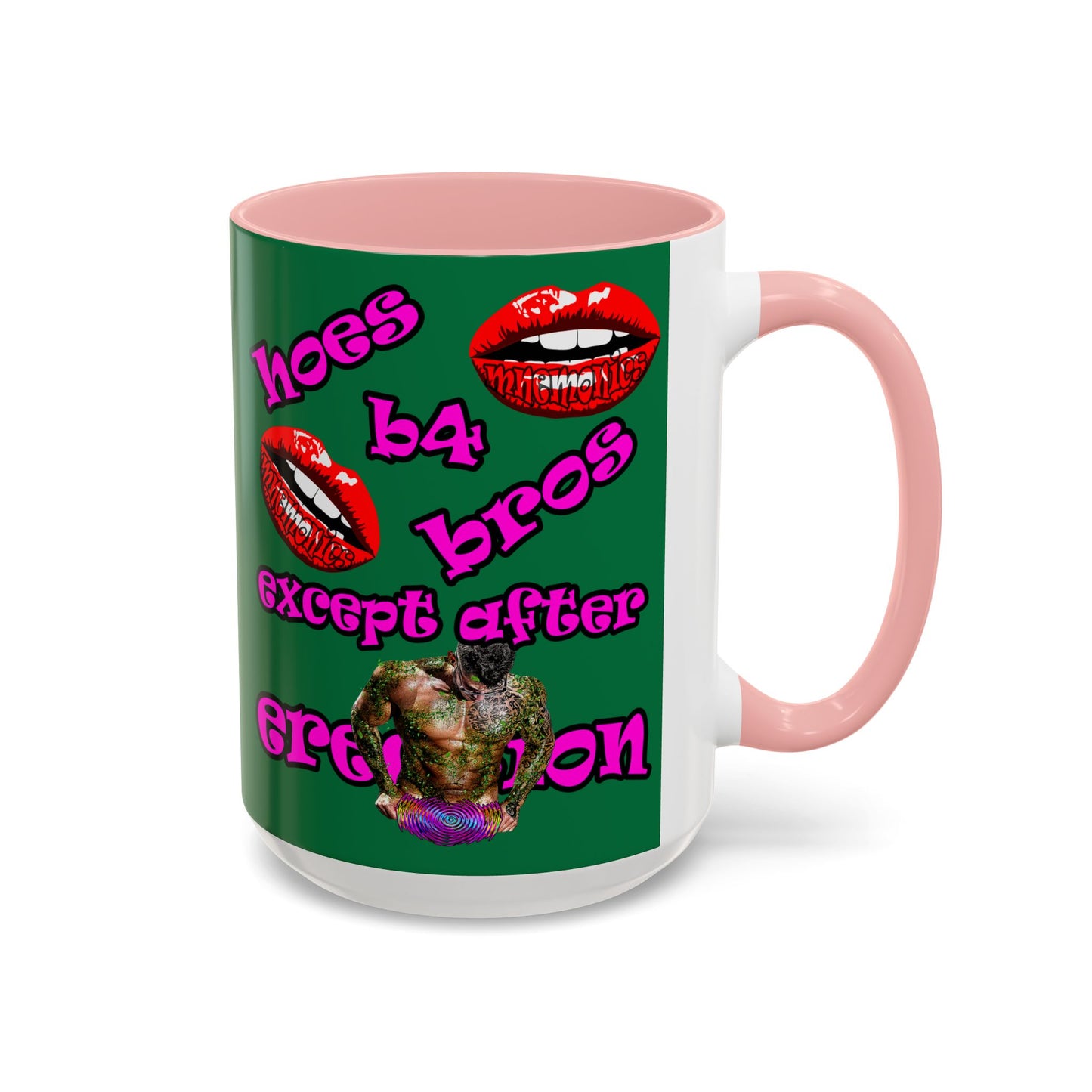 hoes b4 bros - Accent Mug (dark green)