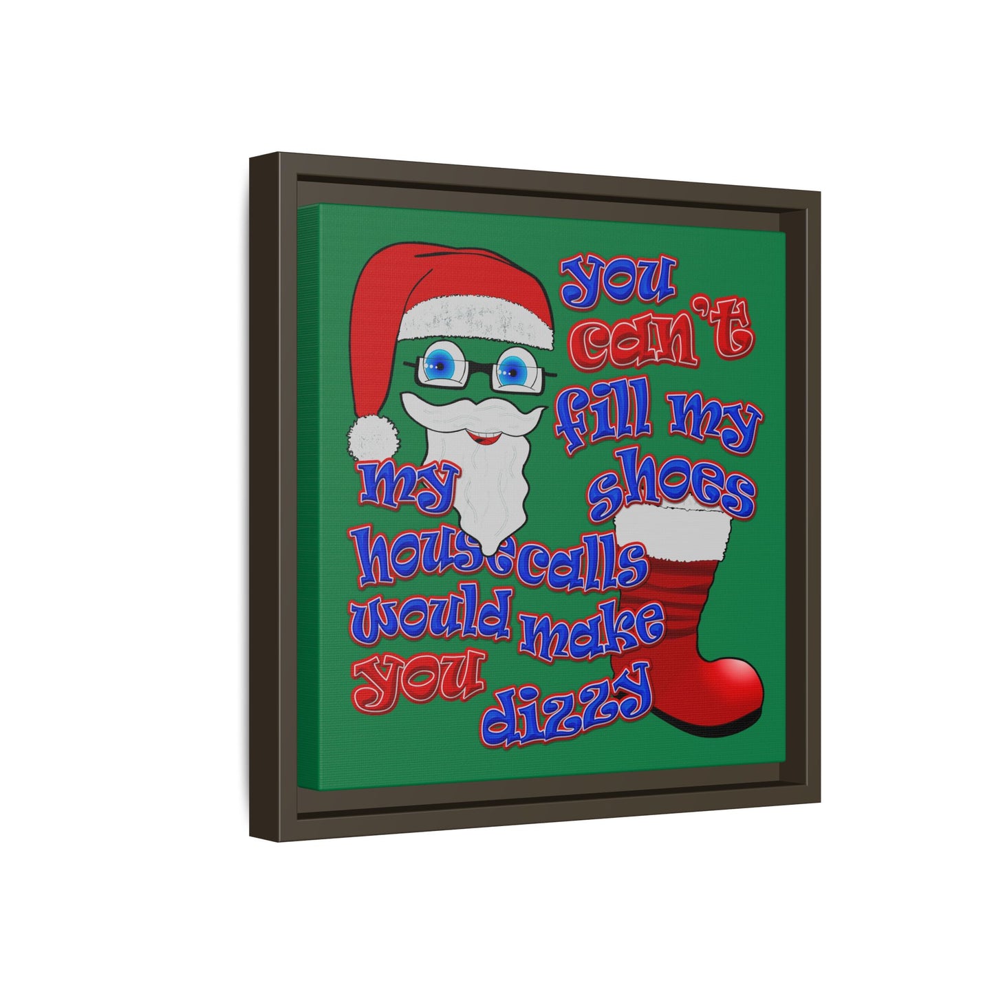 santa's shoes - framed canvas art (dark green)