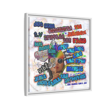 drop the beat - framed canvas art (white marble)