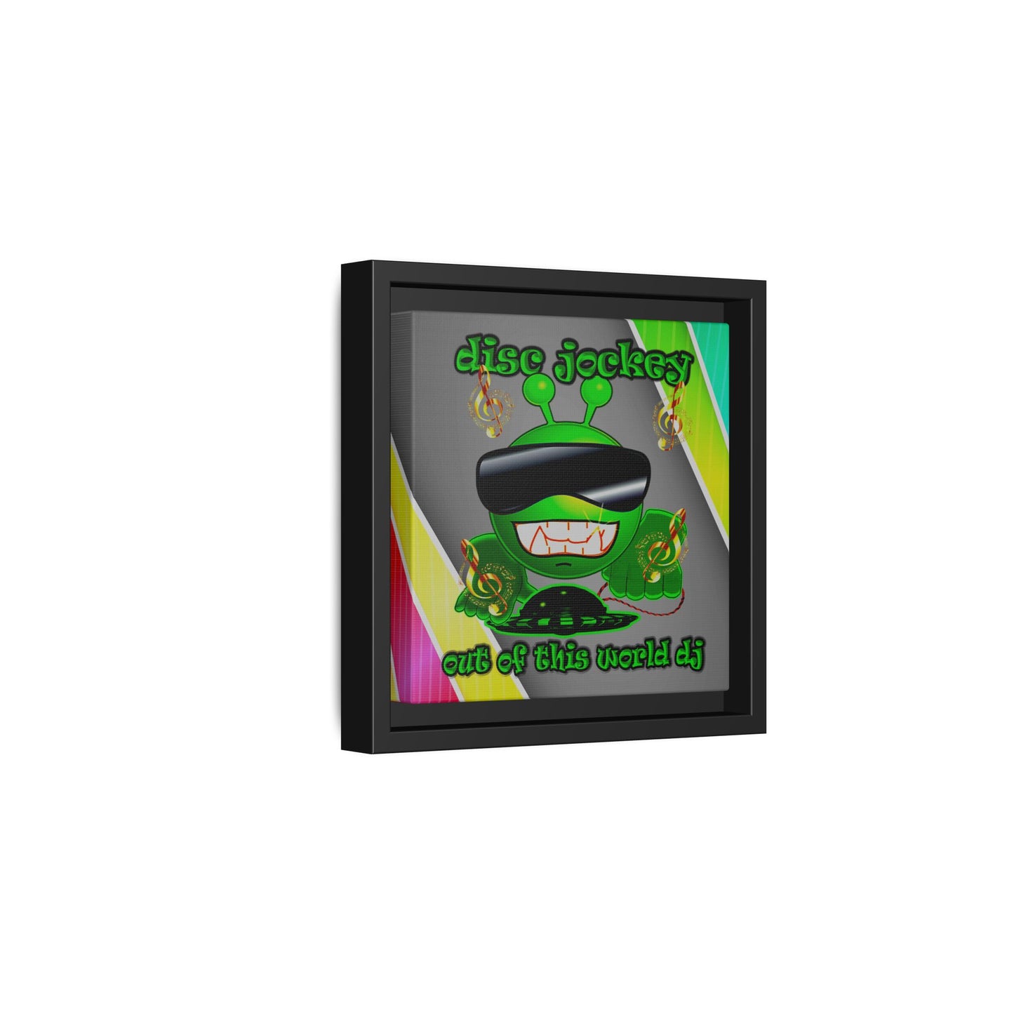 disc jockey - framed canvas art (rainbow split)