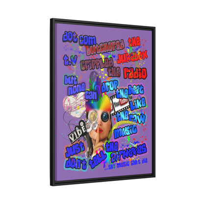 drop the beat - framed canvas art (light purple)