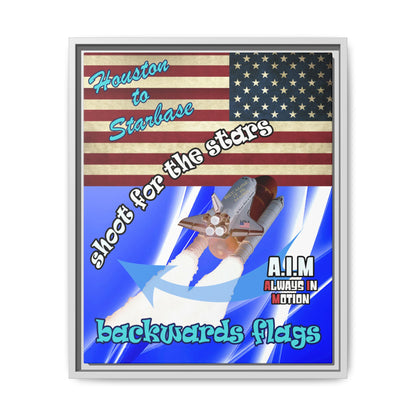 shoot for the stars - framed canvas art (blue-white wave)