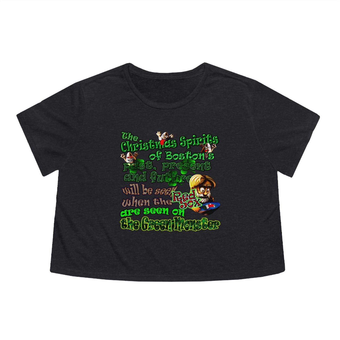 christmas spirits of boston - Women's Flowy Cropped Tee