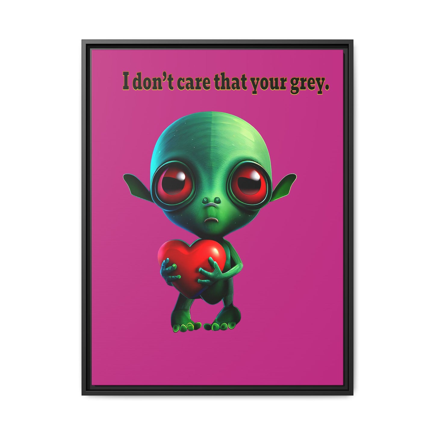 I don't care that your grey - framed canvas art (pink)