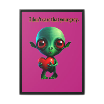 I don't care that your grey - framed canvas art (pink)