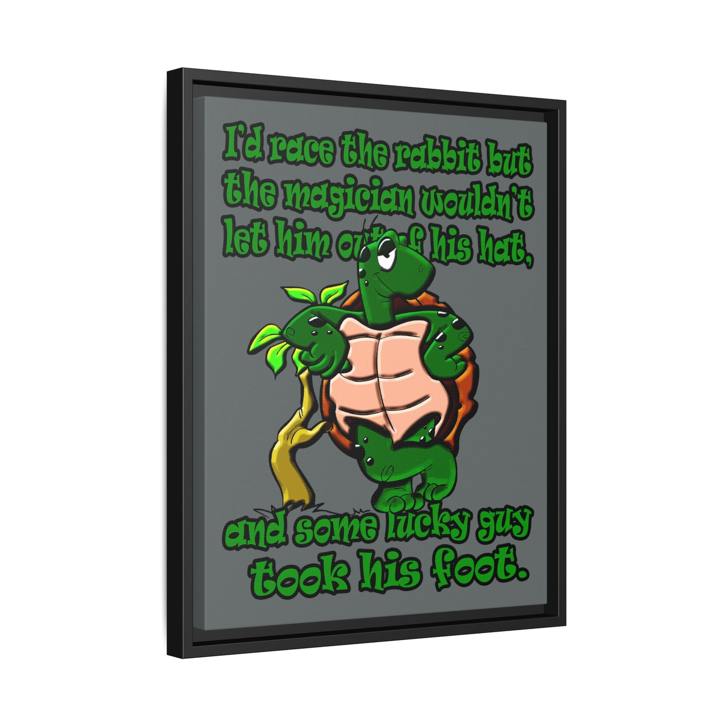turtle race - framed canvas art (dark grey)