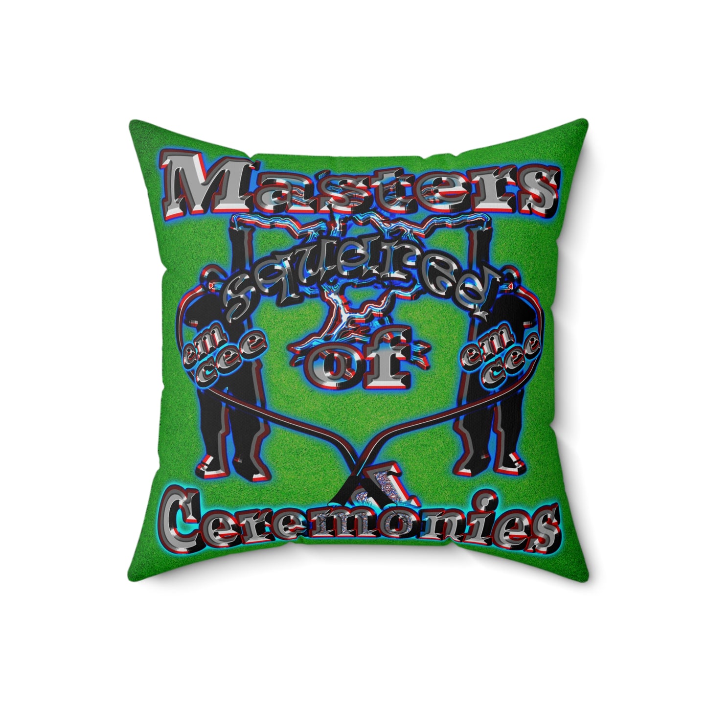 em cee squared - Spun Polyester Square Pillow - (green turf)