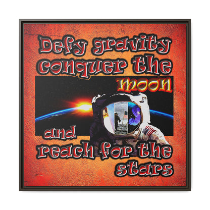 defy conquer reach - framed canvas art (burnt orange)
